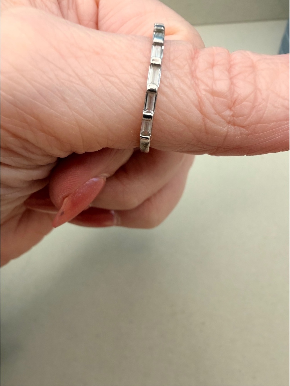 Silver geometric band ring